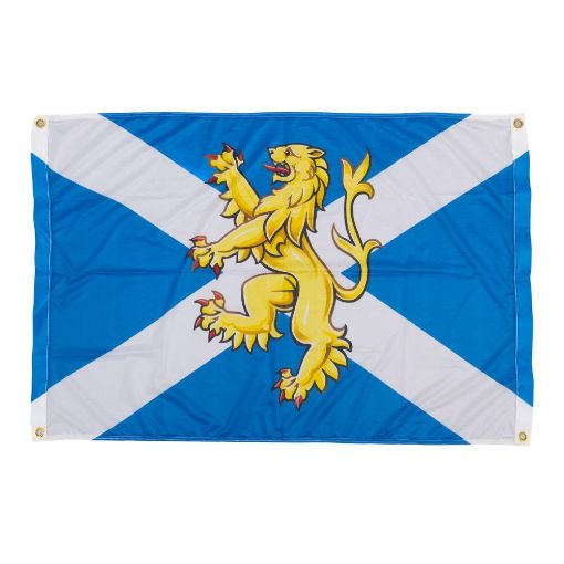 Picture of SCOTS - Flag Knitted polyester blue with white saltire  with cap badge in centre - 120cm x 80cm   