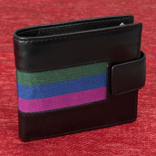 Picture of SCOTS Black Leather Wallet with Regimental Ribbon - supplied in box