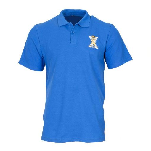 Picture of SCOTS - Blue Polo Shirt with Embroidered Cap Badge on Left Chest - Medium 