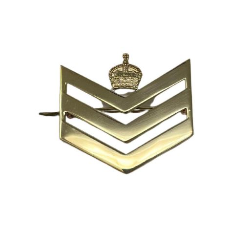 Picture of Brass Chevrons with Shanks - Staff Sergeant - Tudor Crown