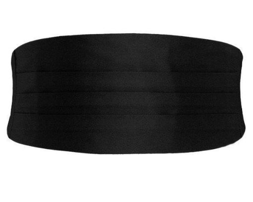 Picture of Plain silk black 3/4 cummerbunds pleated with elastic fittings 